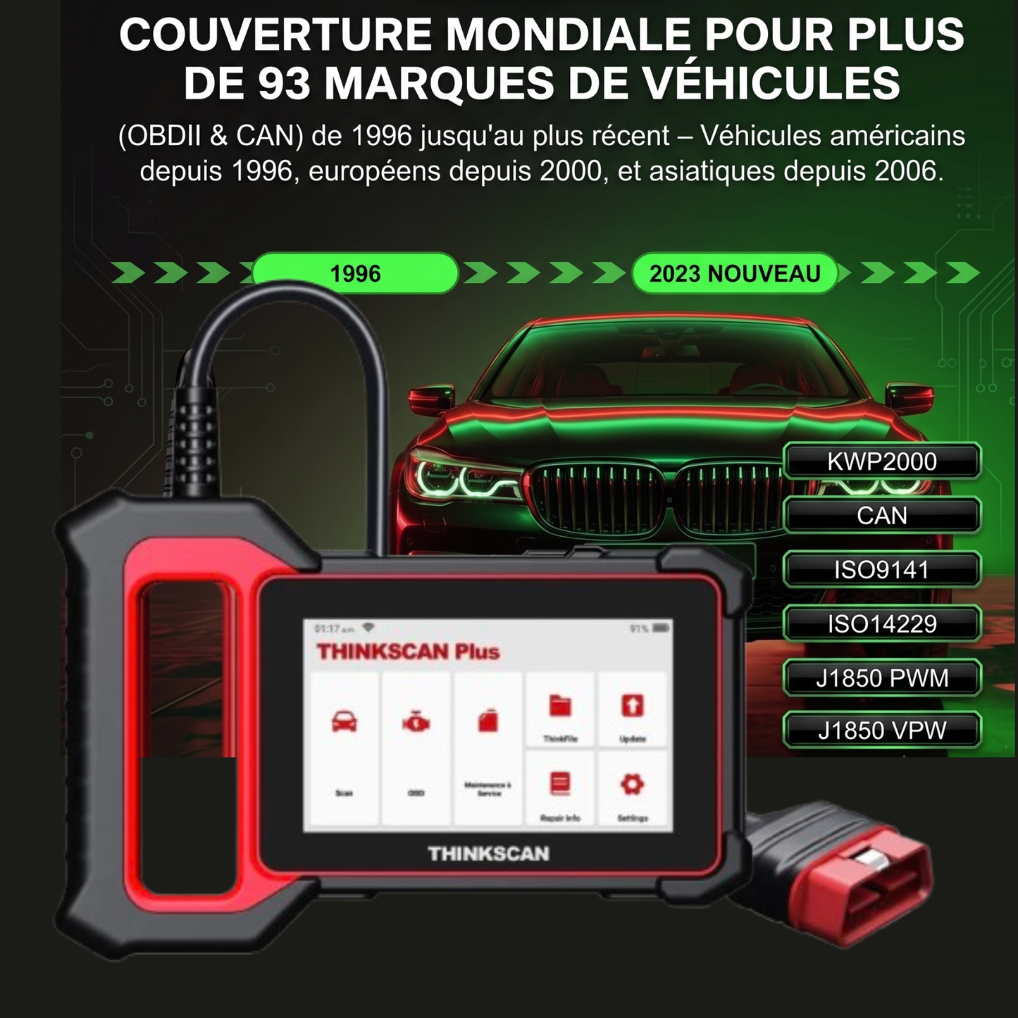 Valise de Diagnostic Auto Multimarque Professionnelle - THINKCAR Thinkscan Plus S7