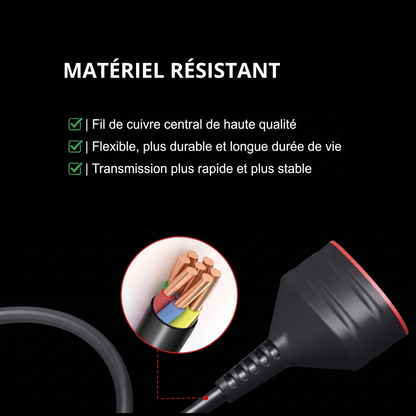 Câble d'Extension OBD2 Flexible Mâle/Femelle (60 cm) - Protection Diagnostic