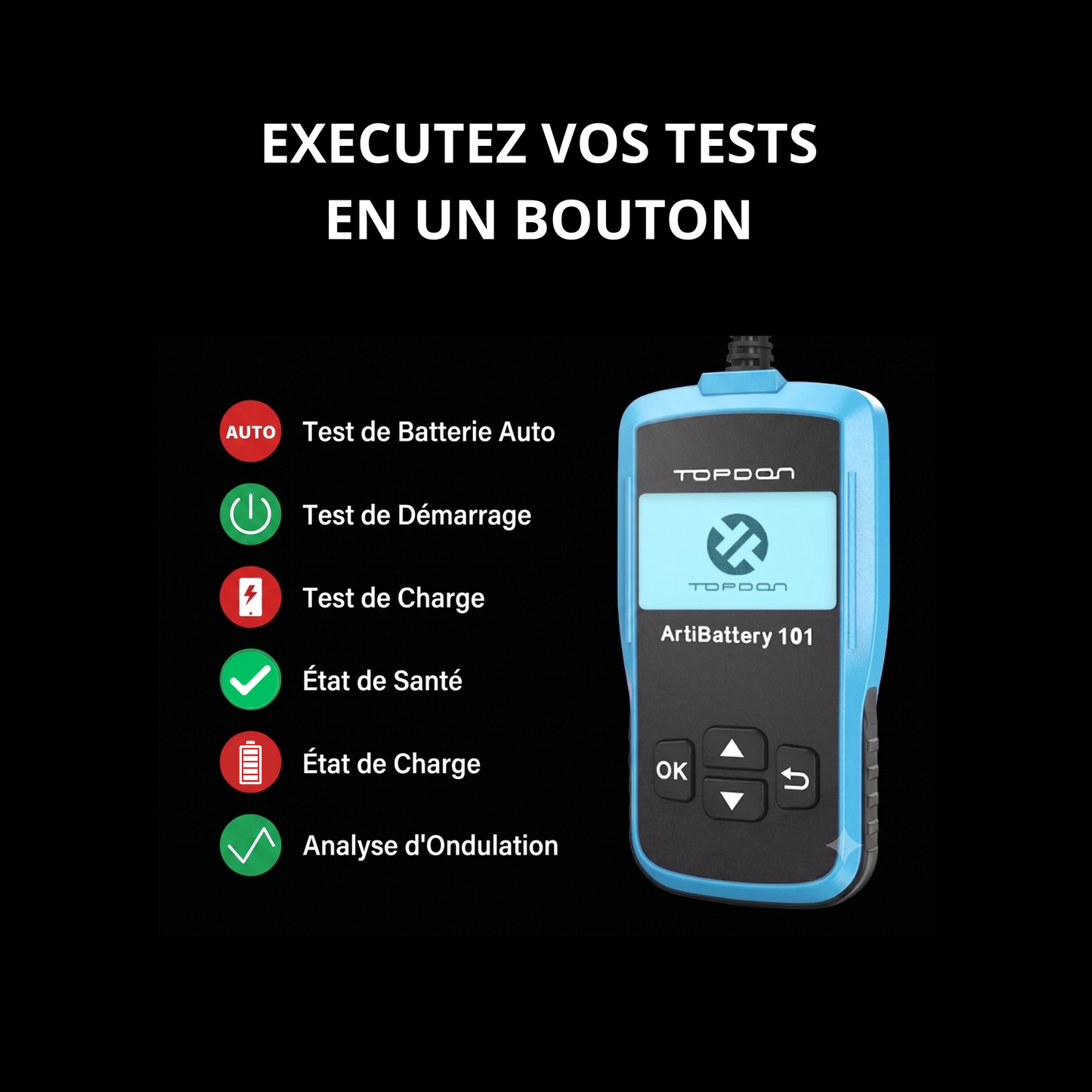 Testeur de Batterie Professionnel TOPDON AB101